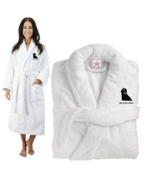 Deluxe Terry cotton with bride and groom silhouette CUSTOM TEXT Embroidery bathrobe